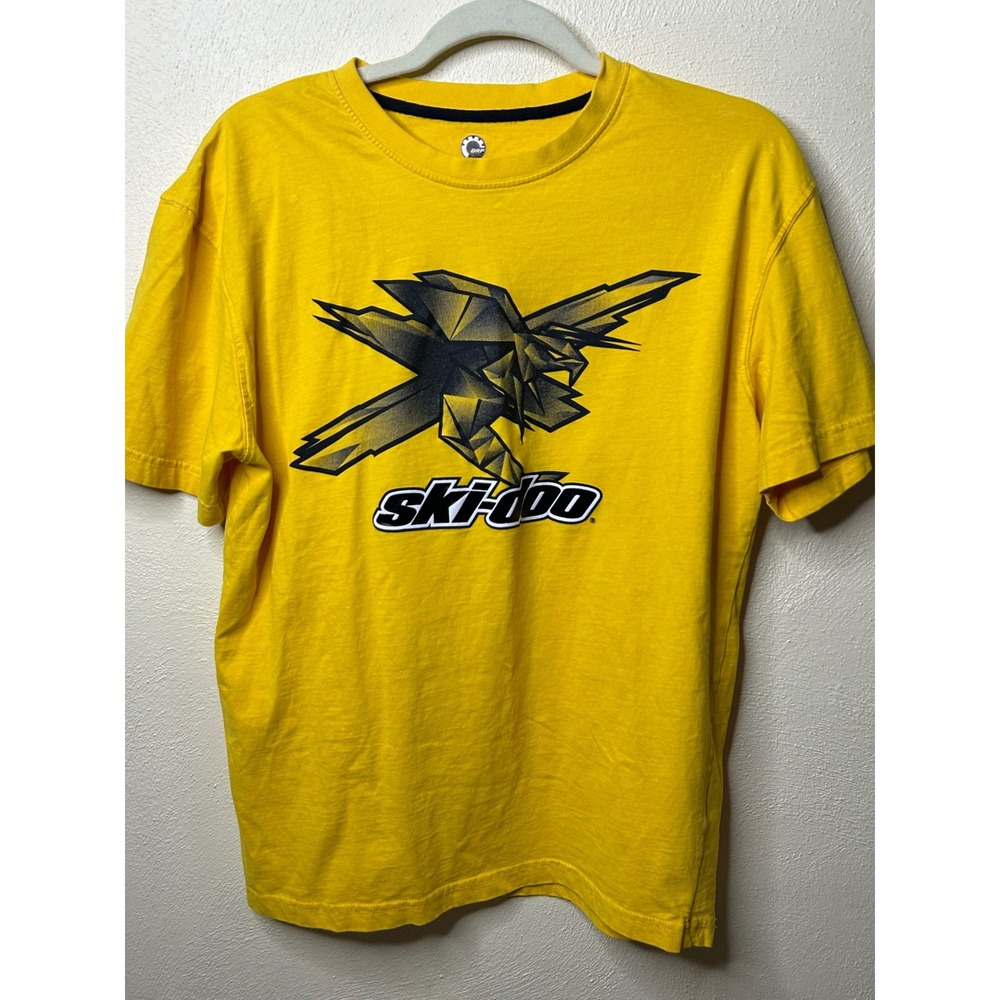 Ski-Doo BRP Mens Yellow Graphic T-Shirt Short Sleeve Cotton Tee Medium 453647